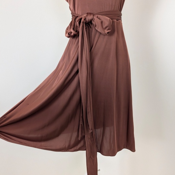 Banana Republic Asymmetrical Gold Mini Dress One Shoulder Open Belted Circle - Picture 3 of 11